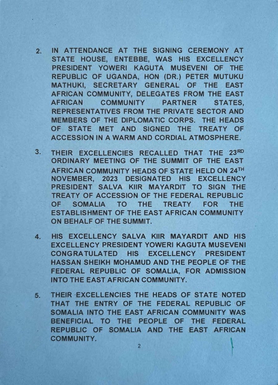Communique on the Signing of the Treaty of Accession of the Federal Republic of Somalia to the Tre page 0003