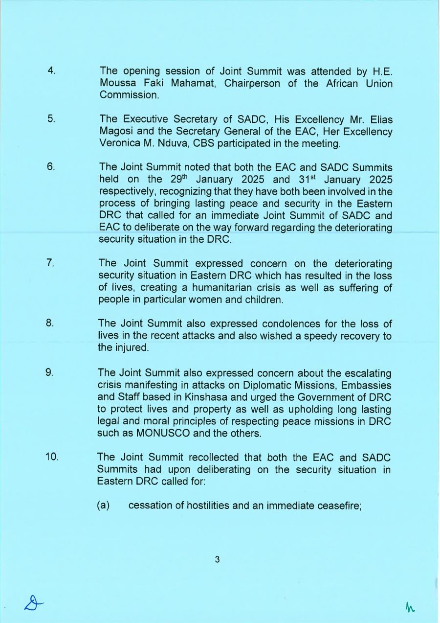 Communique of the Joint EAC SADC Summit page 0001