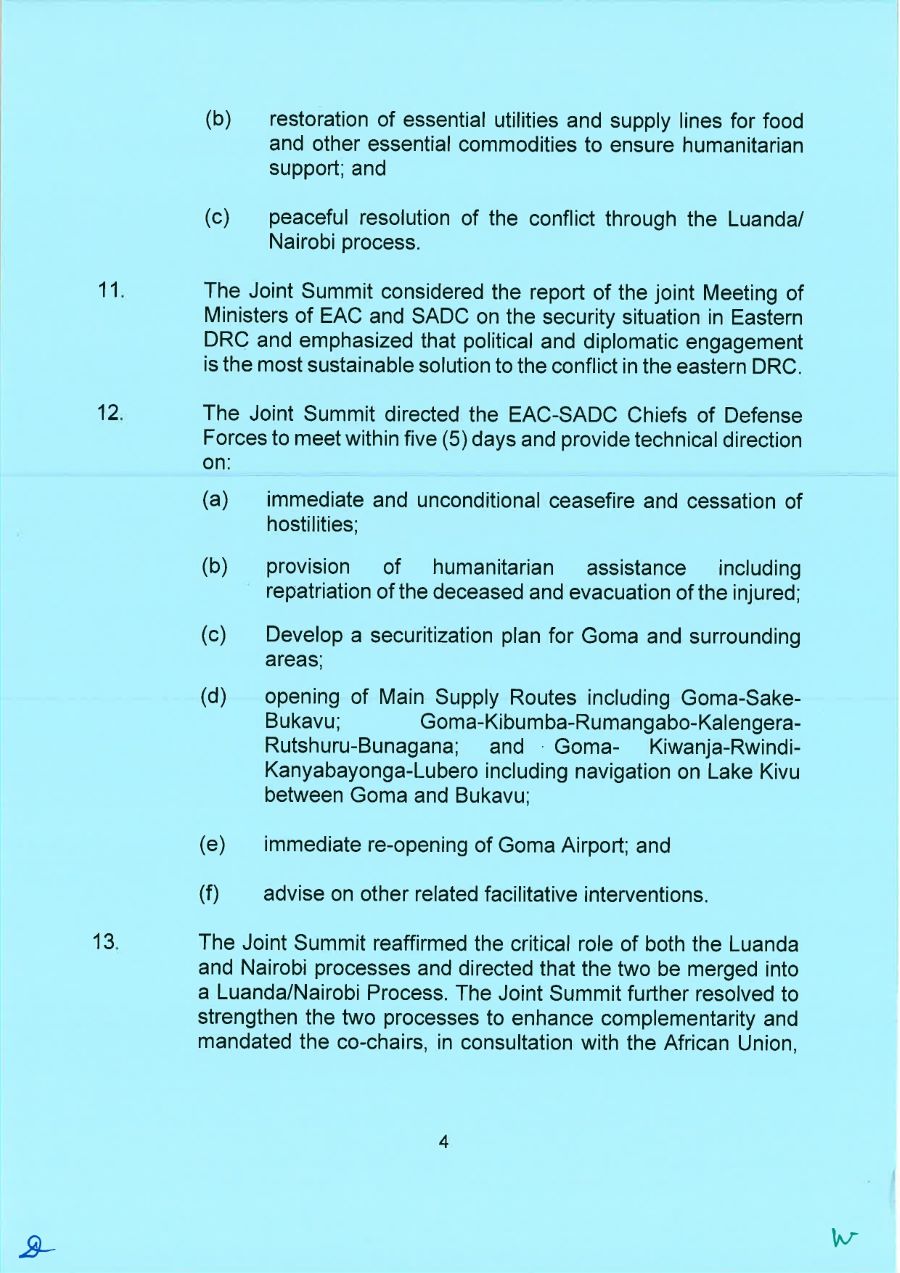 Communique of the Joint EAC SADC Summit page 0001