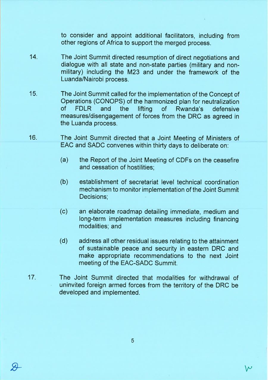 Communique of the Joint EAC SADC Summit page 0001