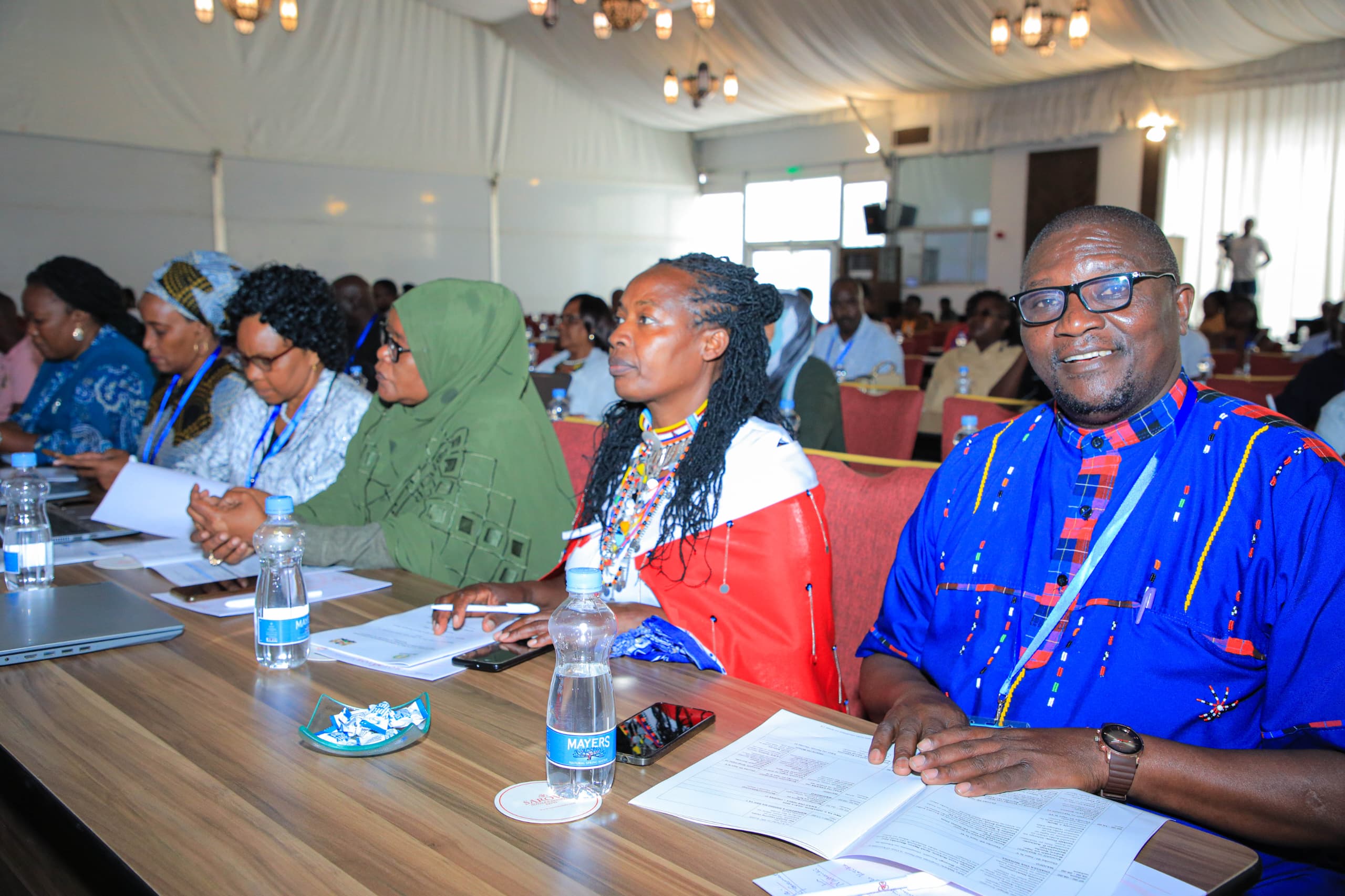 A section of the participants follow proceedings during the opening session of the 2nd East African Kiswahili Commission International Conference in Mombasa.