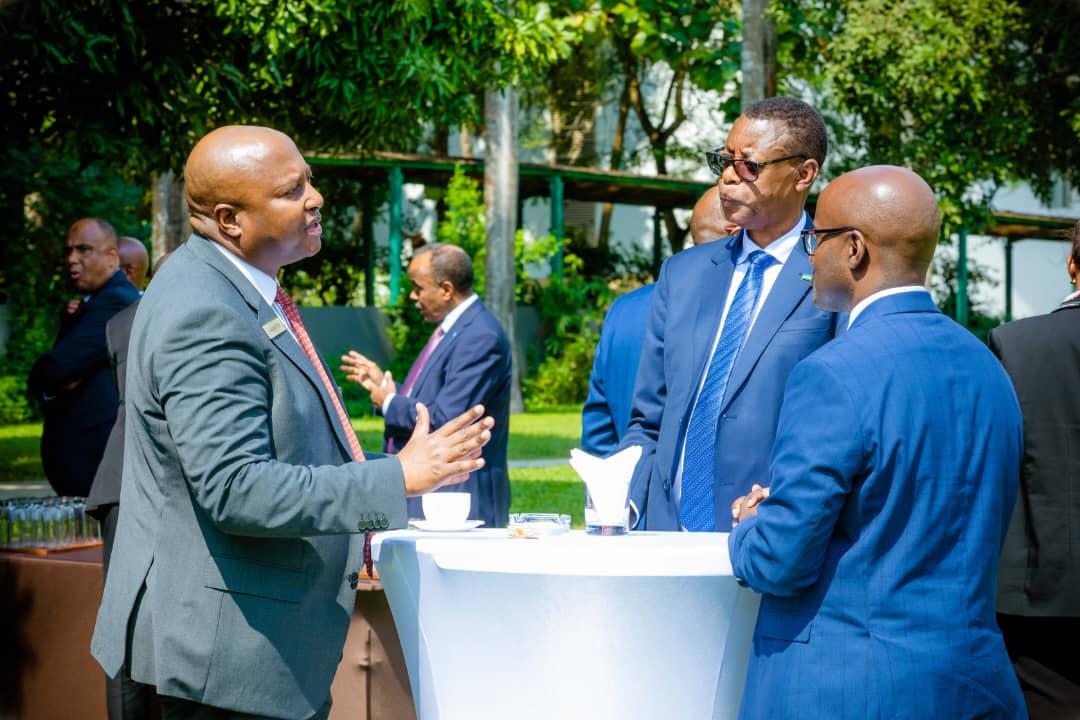 Burundi’s Minister of Foreign Affairs, Amb. Albert Shingiro, in a discussion with the Foreign Affairs Minister of Rwanda, Amb. Olivier Nduhungirehe (first right), and State Minister of EAC Rwanda, Gen. James Kabarebe