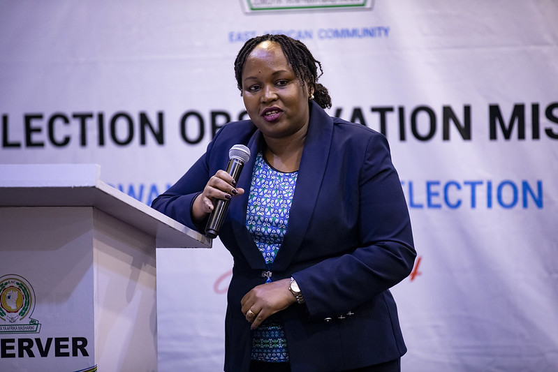  The EAC Secretary General, H.E. Veronica Nduva, addresses observers before the launch of the EAC Election Observation Mission to Rwanda.