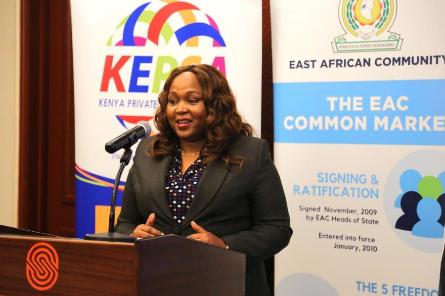 H.E. Veronica Nduva, CBS – The EAC Secretary General speaking during the KEPSA-EAC Roundtable in Nairobi.