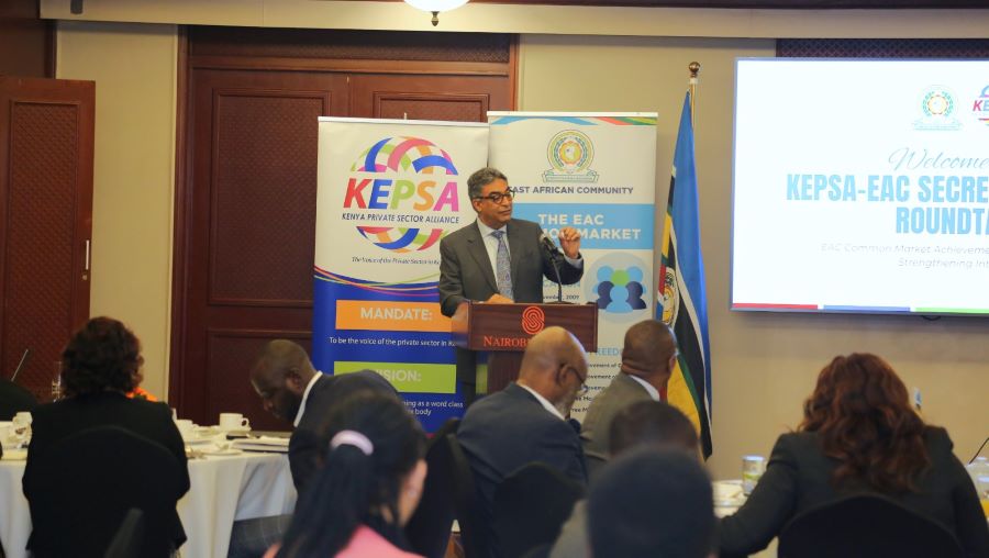 Dr. Jas Bedi – KEPSA Chair speaking during the KEPSA-EAC Roundtable in Nairobi.